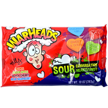 Warheads Sour Conversation Hearts 10oz Bag 